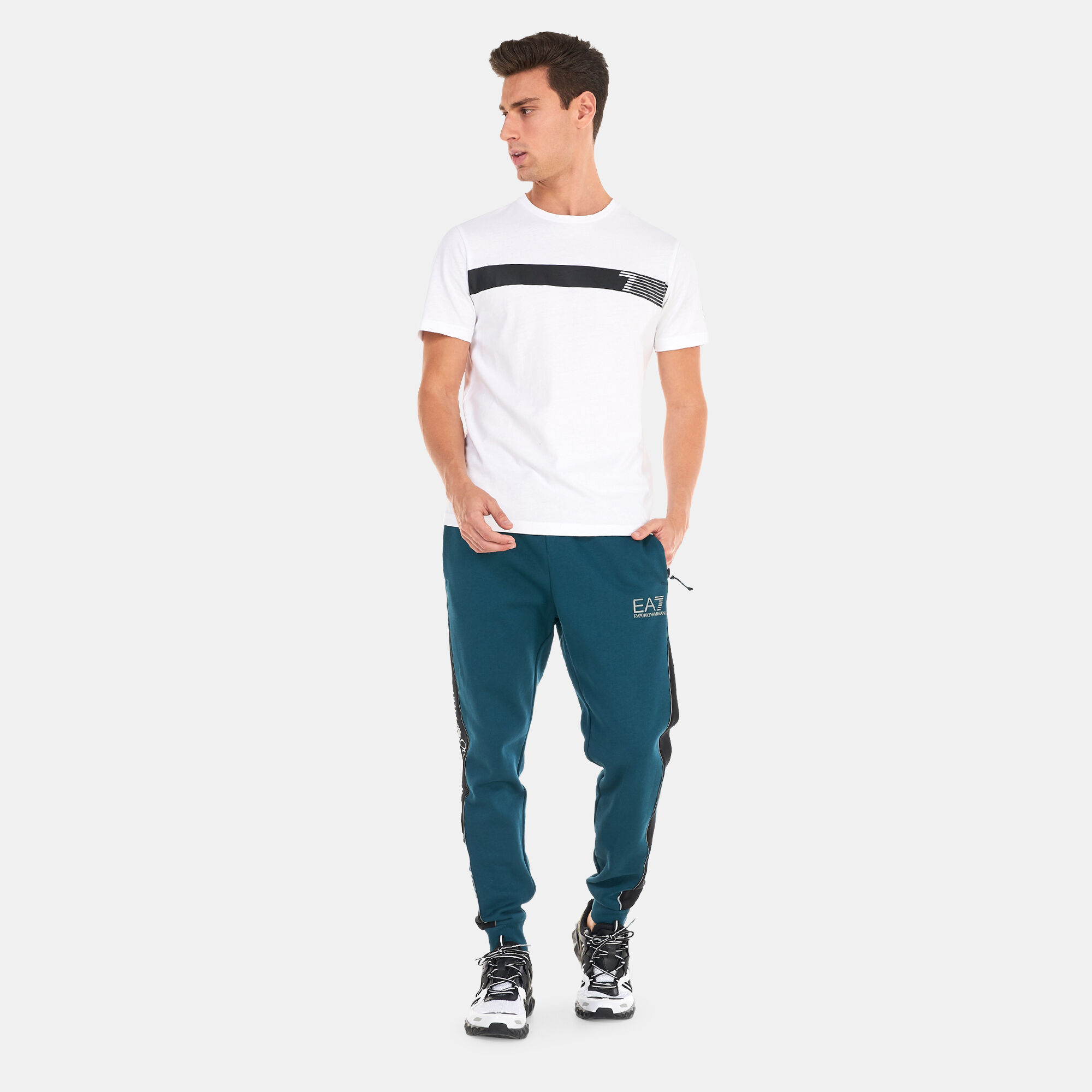Men s Train Athletic Colour Block Joggers Green EA7 Emporio Armani in Kuwait SSS