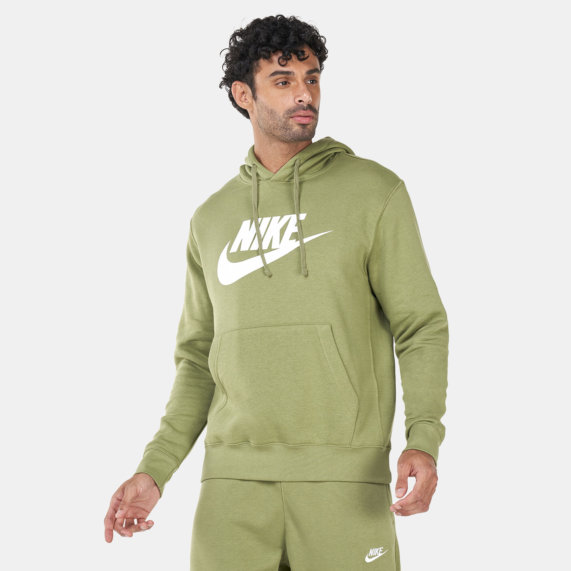 Nike club fleece hoodie green best sale