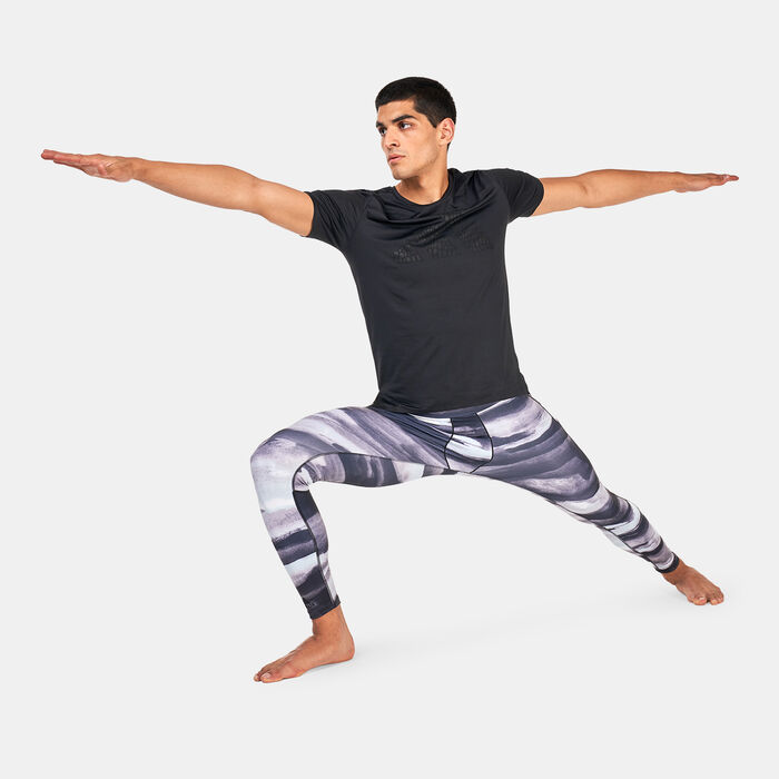 adidas Men's Allover Print Yoga Training Tights Multi image number 2