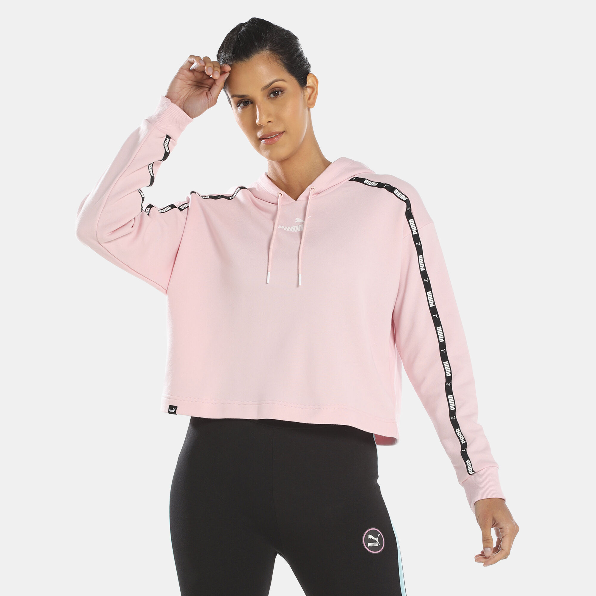 Adidas tape hoodie pink online