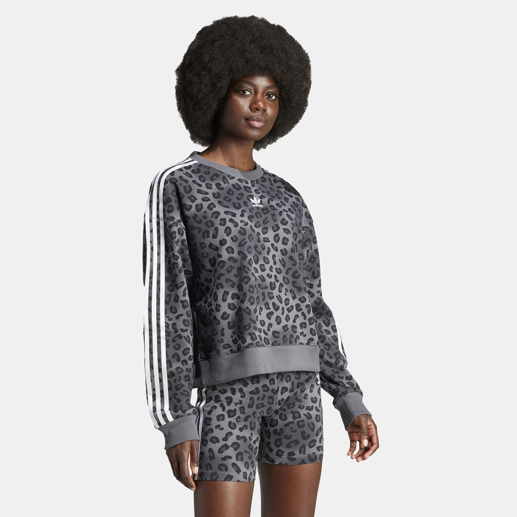 Grey adidas trefoil sweatshirt women's sale