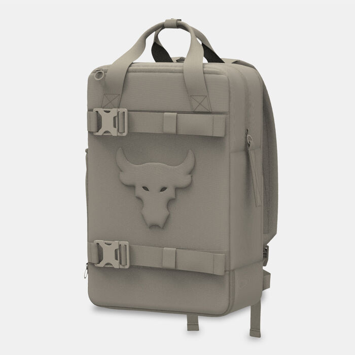 Under Armour Project Rock Box Duffle Backpack Beige image number 2