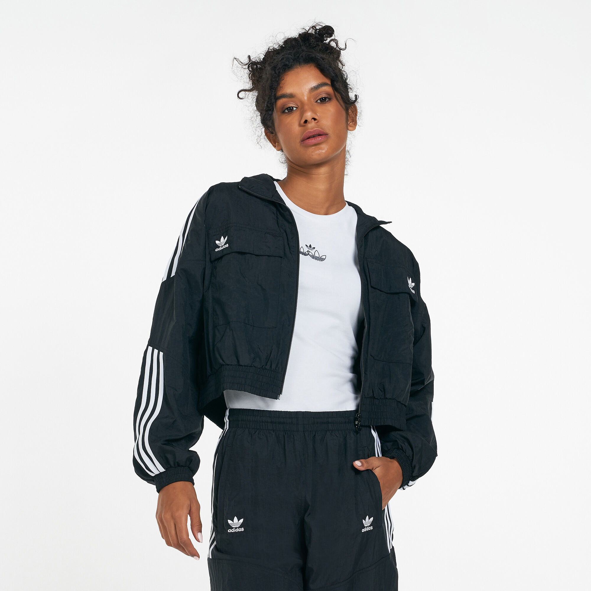 Adidas black and white cheap jacket womens