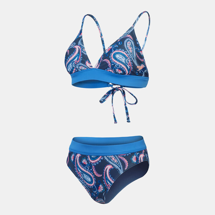 Speedo Womens Printed Banded Triangle 2-Piece Bikini Set Blue image number 0