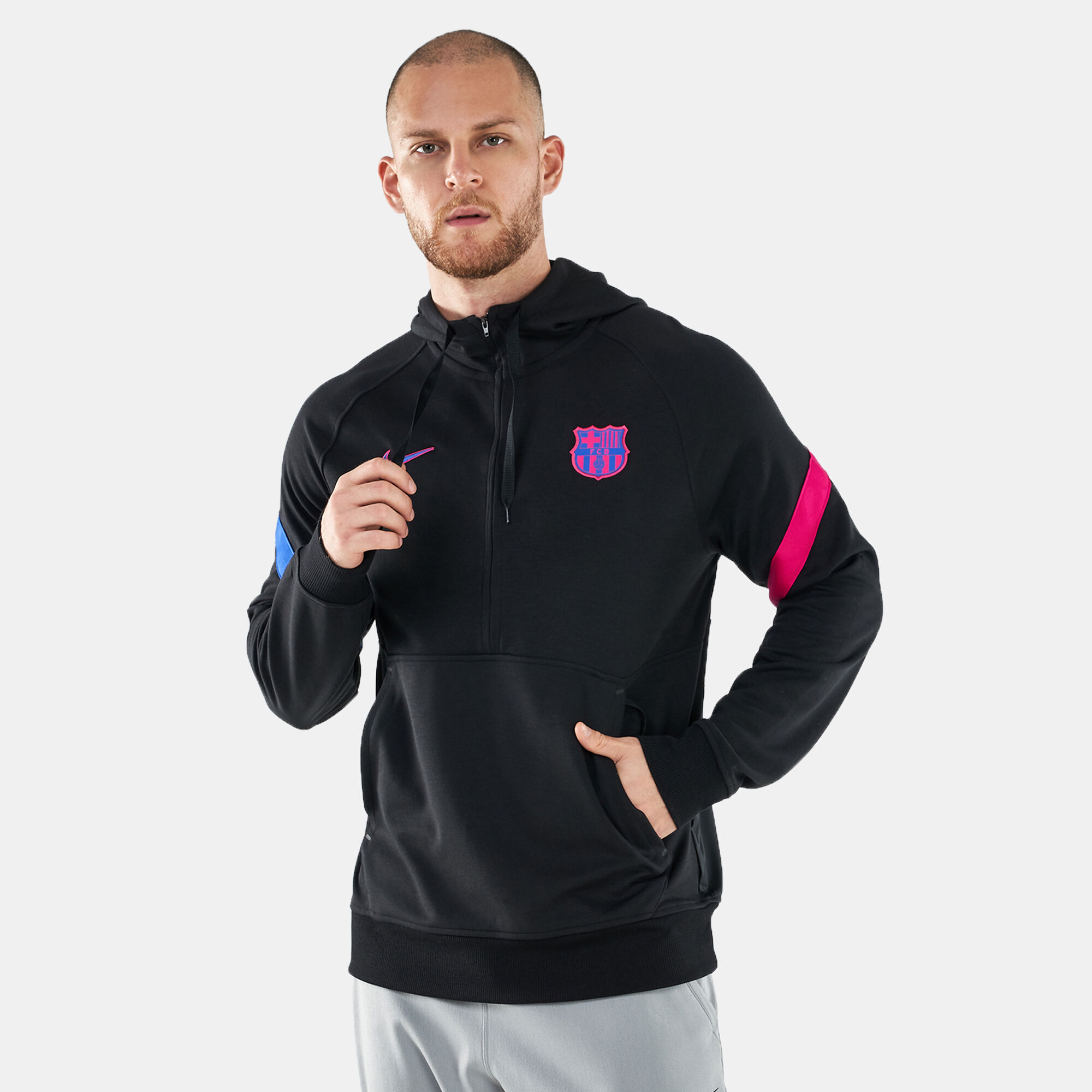 Men s F.C. Barcelona Half Zip Hoodie Black Nike in Kuwait SSS
