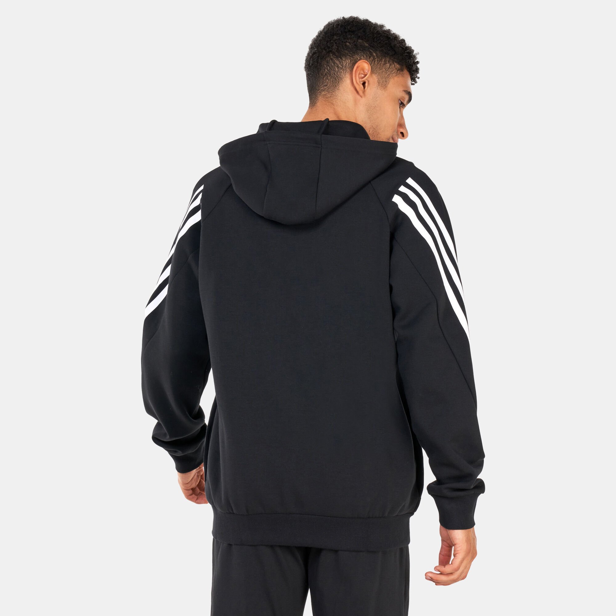 Adidas 3 stripes logo zip hoodie mens outlet