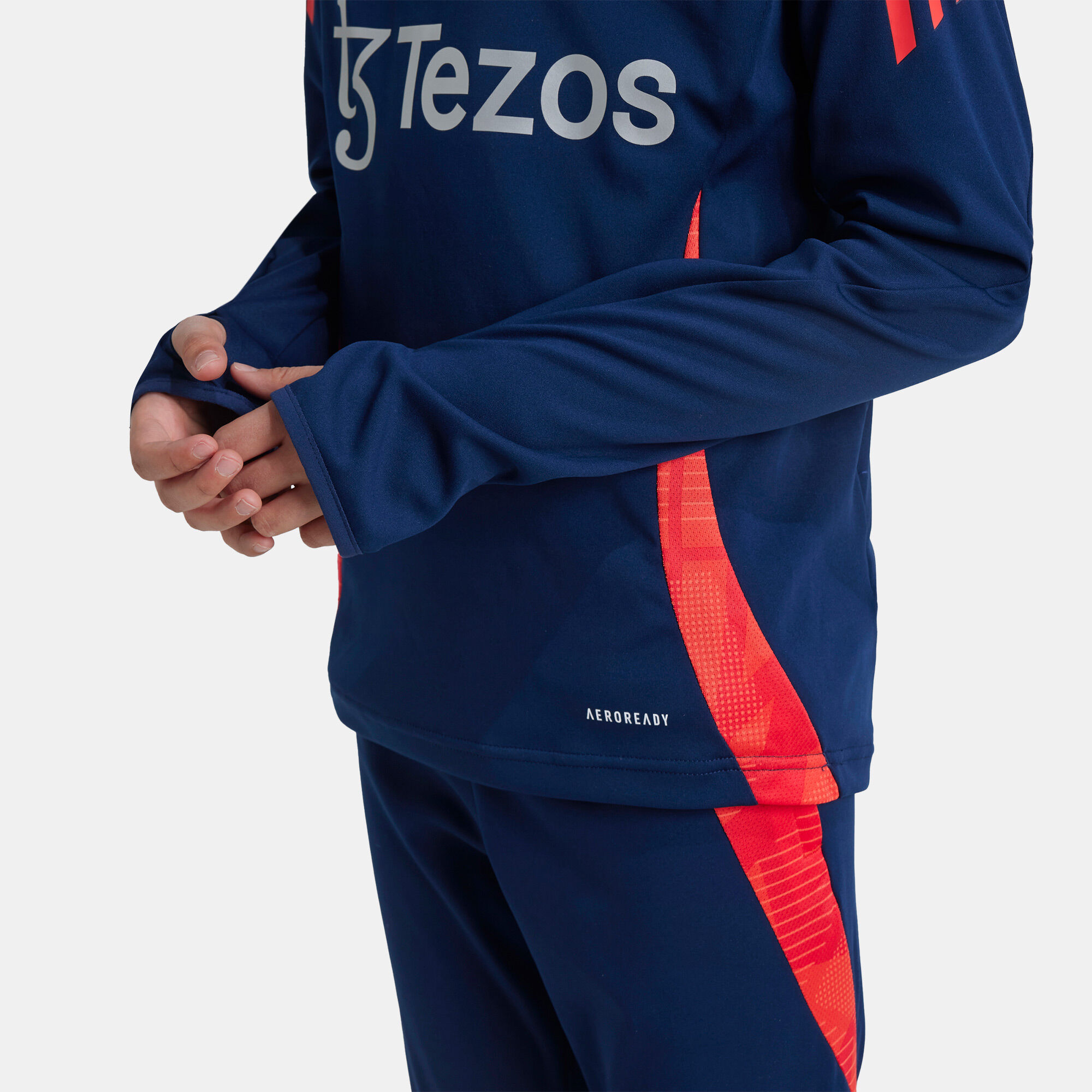 Buy adidas Kids Manchester United Tiro 24 Training 1 4 Zip Football Top Blue in Kuwait SSS
