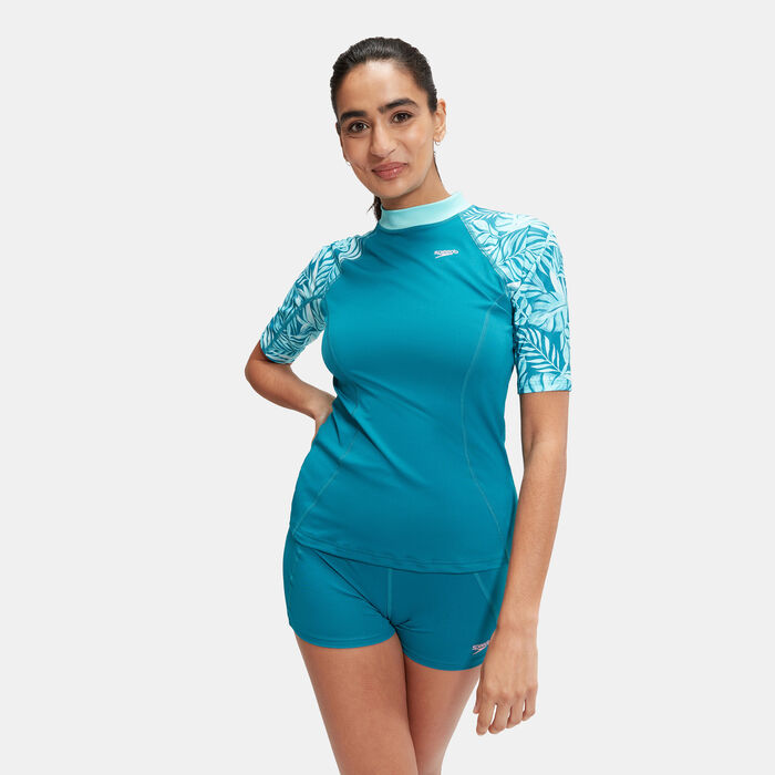 Speedo Women's Printed Swimming Rashguard Blue image number 0