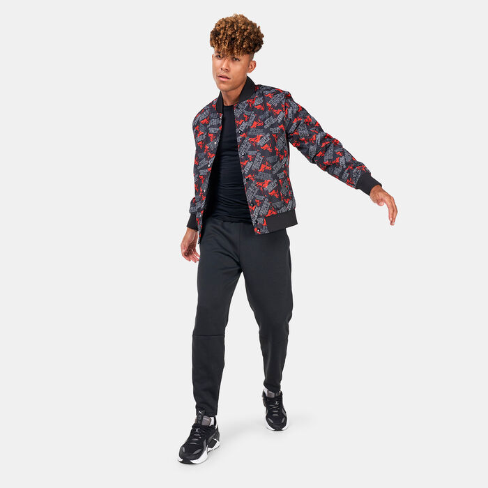 New Era Men's Chicago Bulls Team Allover Print Bomber Jacket Black image number 2