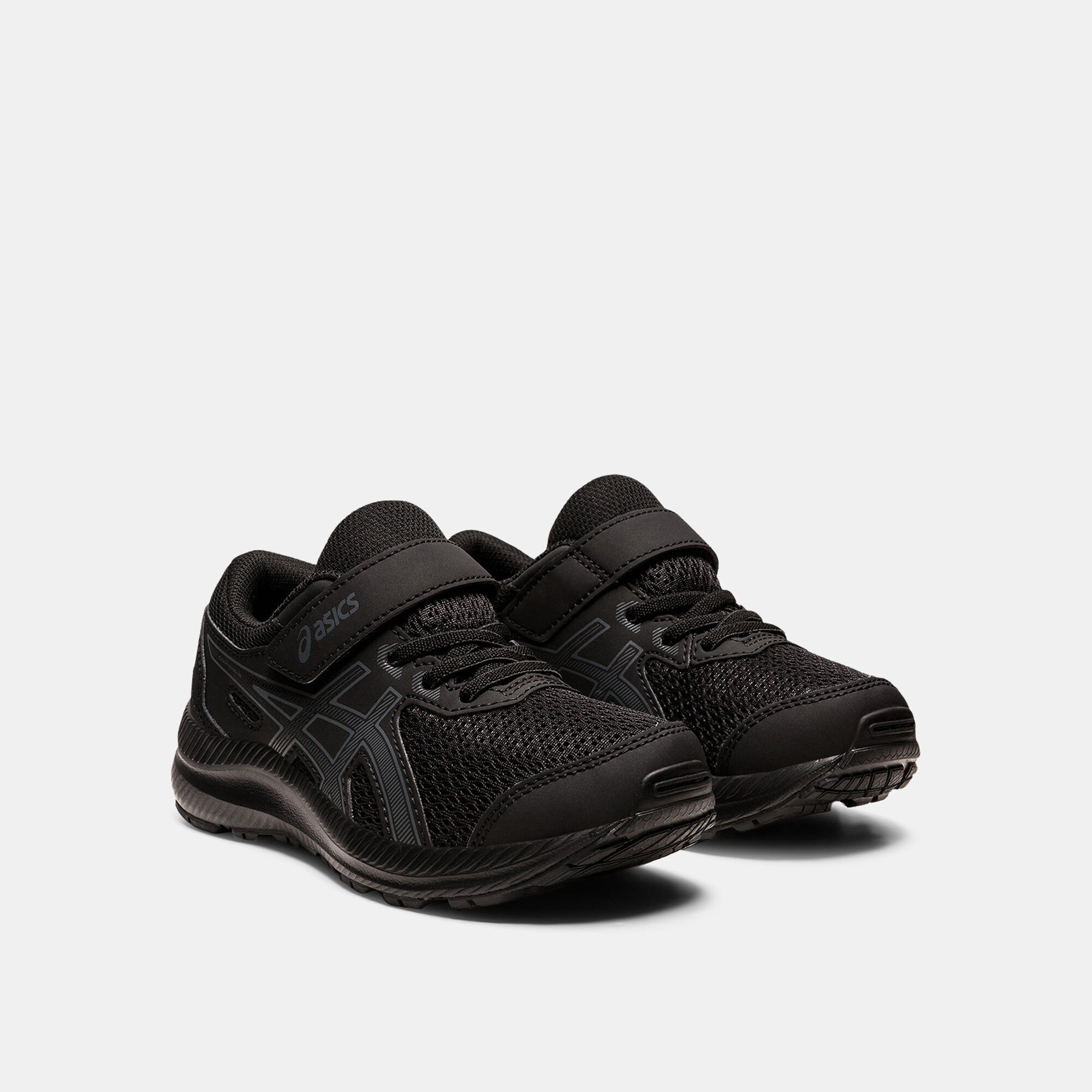 Black asics kids sales