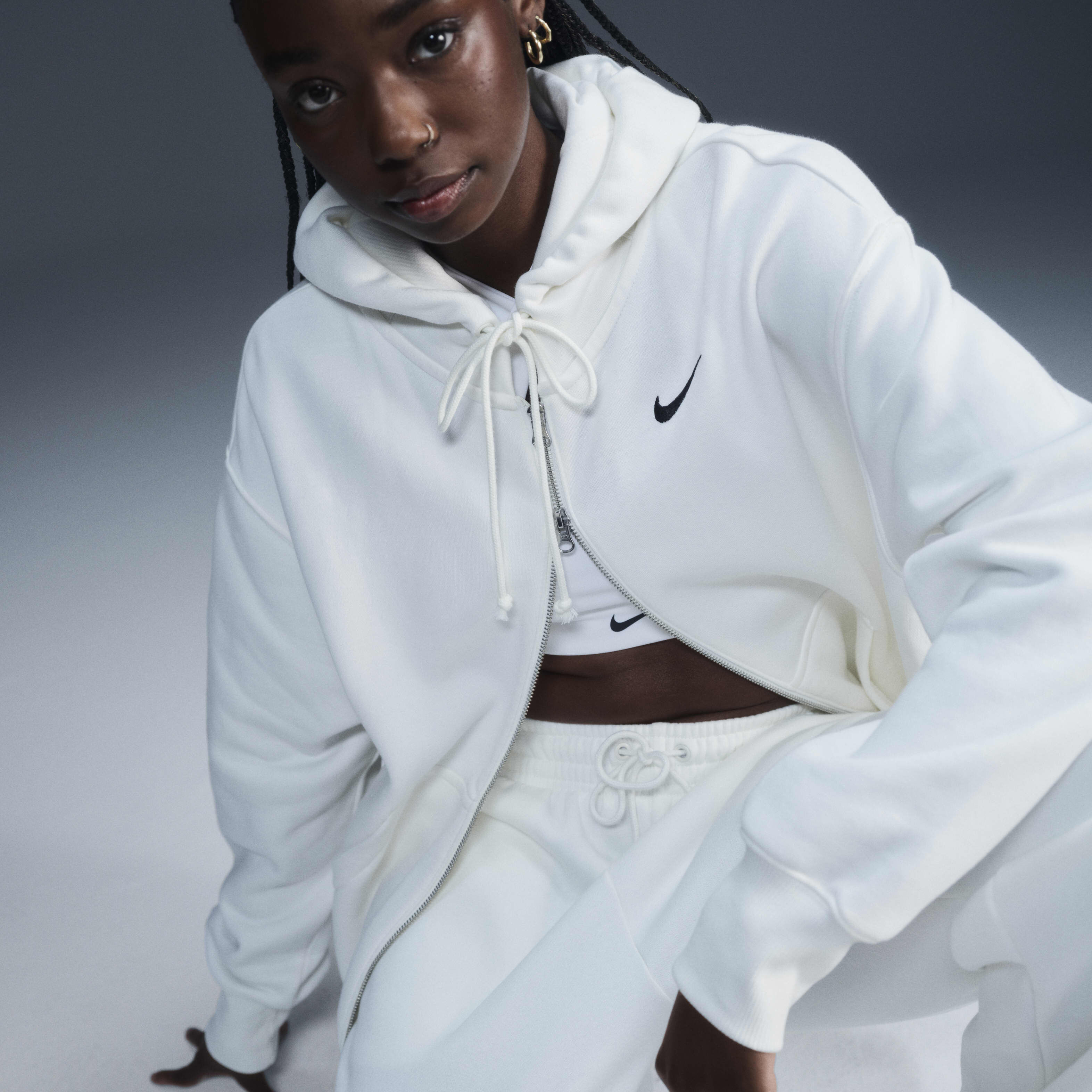 Women s Sportswear Phoenix Fleece Full Zip Hoodie White Nike in Kuwait SSS
