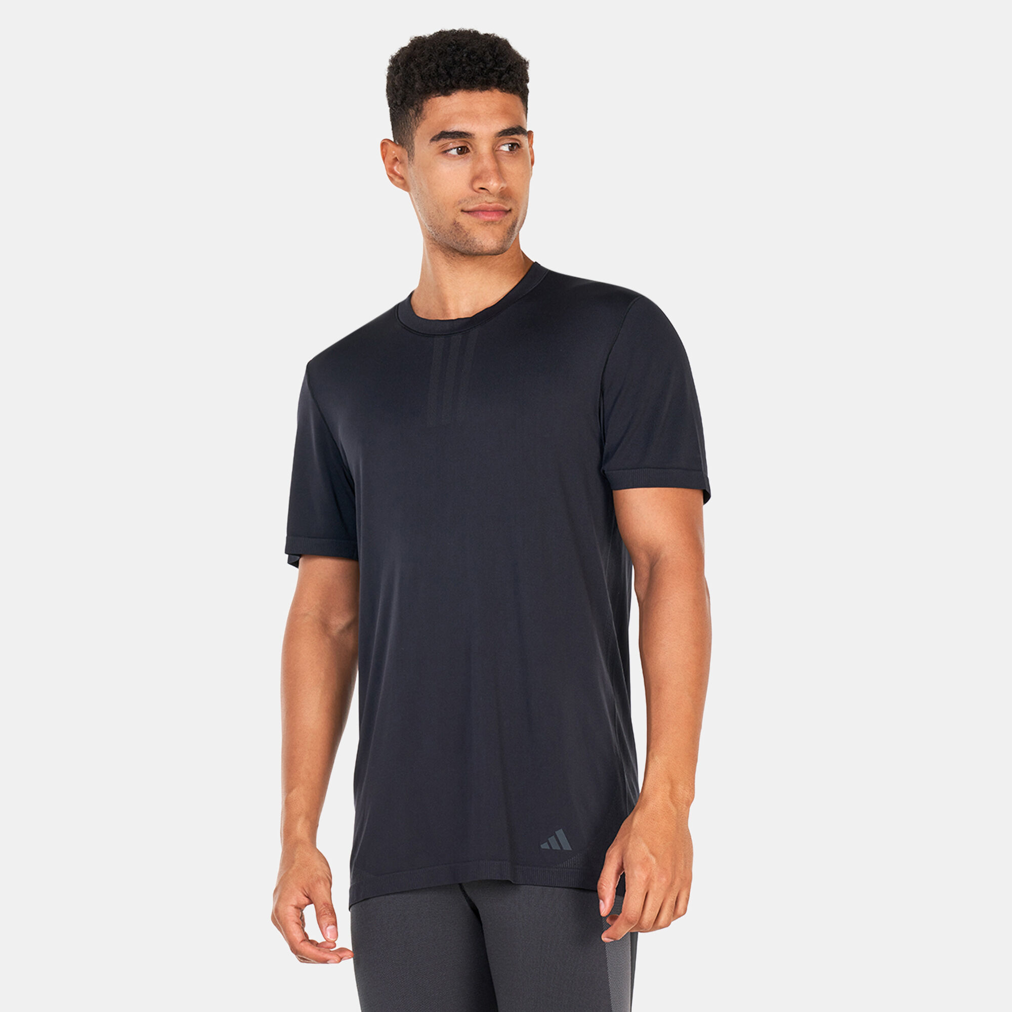 Men s AEROKNIT Yoga Base Seamless Training T Shirt Black adidas in Kuwait SSS