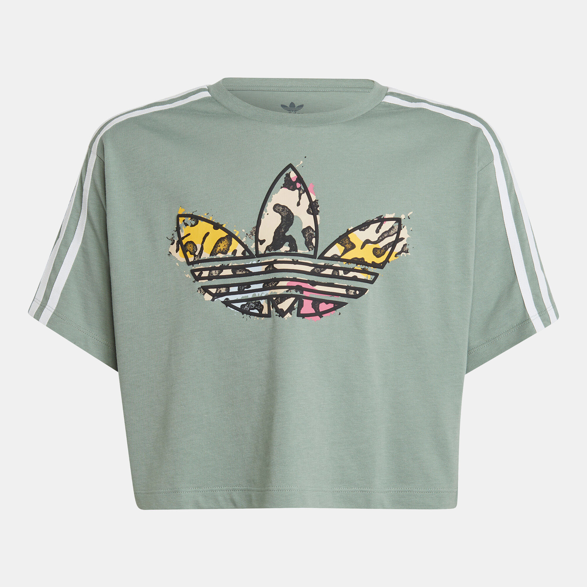 Buy adidas Originals Kids Logo Print Crop T Shirt Green in Kuwait SSS