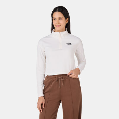 The North Face Women’s 100 Glacier 1/4-Zip Crop Top White