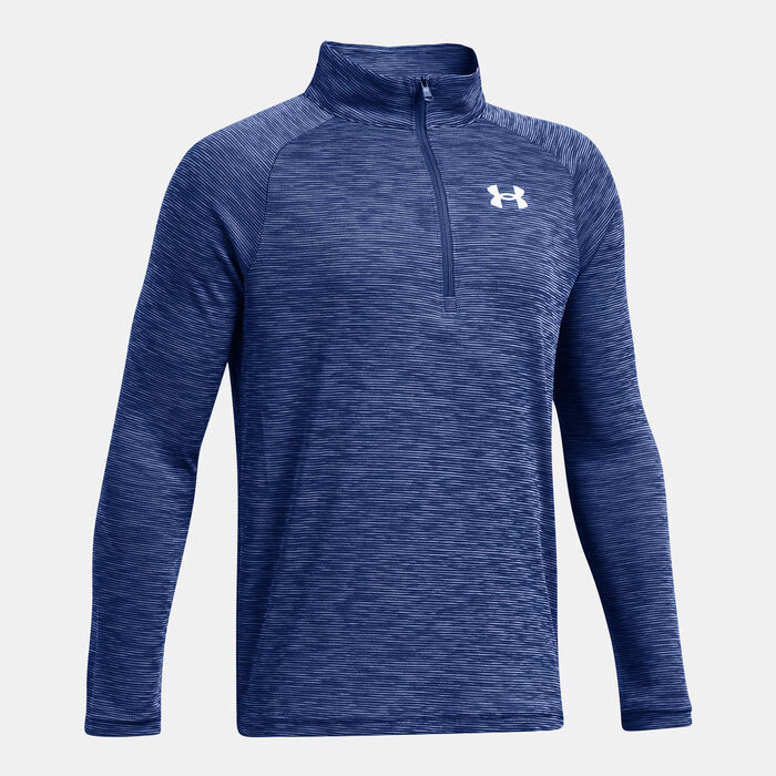 Under Armour Kids' UA Tech Textured 1/2-Zip Training Top Blue image number 2