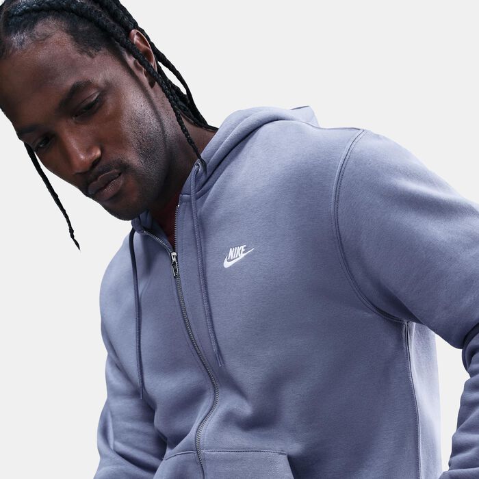 Nike Men's Club French Terry Full-Zip Hoodie Blue image number 3