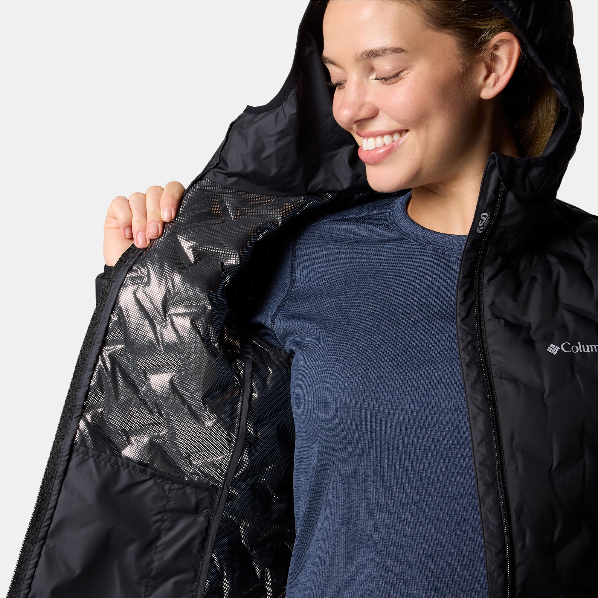 Women s Delta Ridge II Down Hoodie Black Columbia in Kuwait SSS
