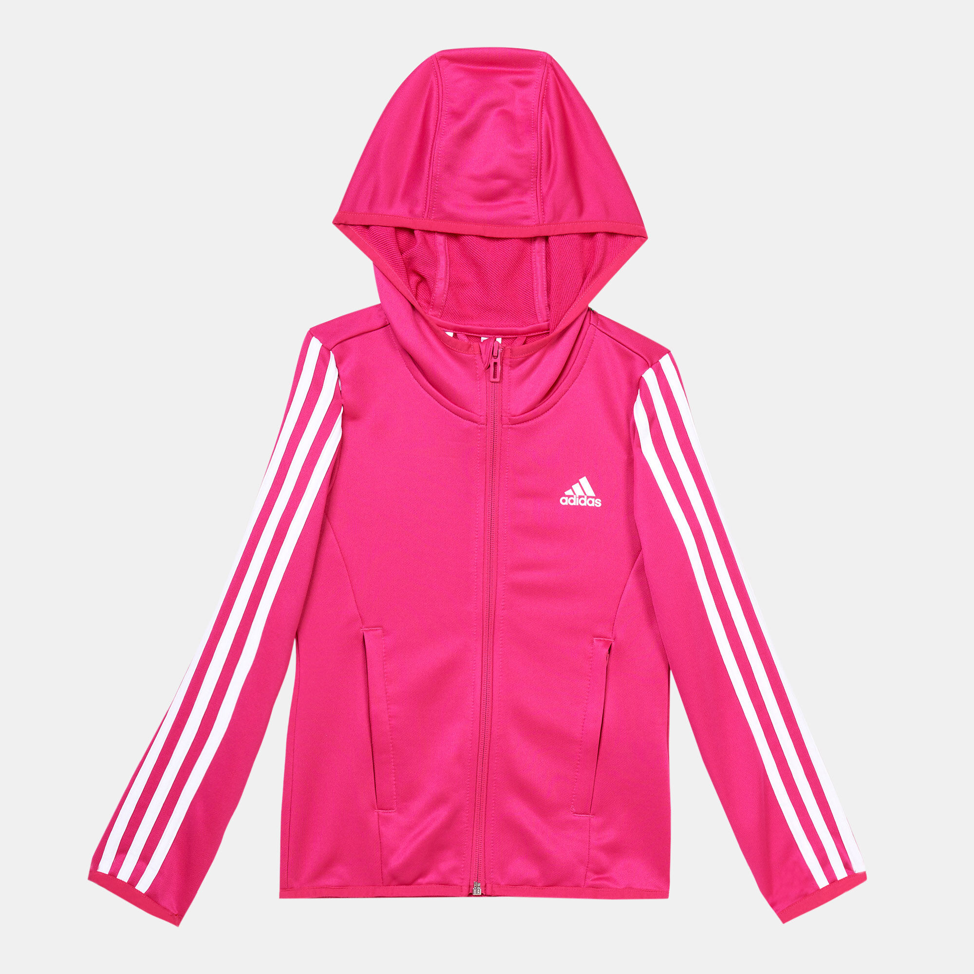 Adidas jacket pink stripes on sale