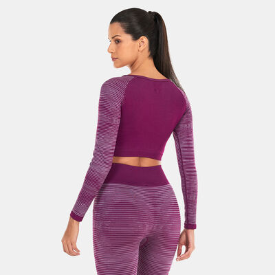 SQUATWOLF Women's Infinity Stripe Seamless Crop Top Purple