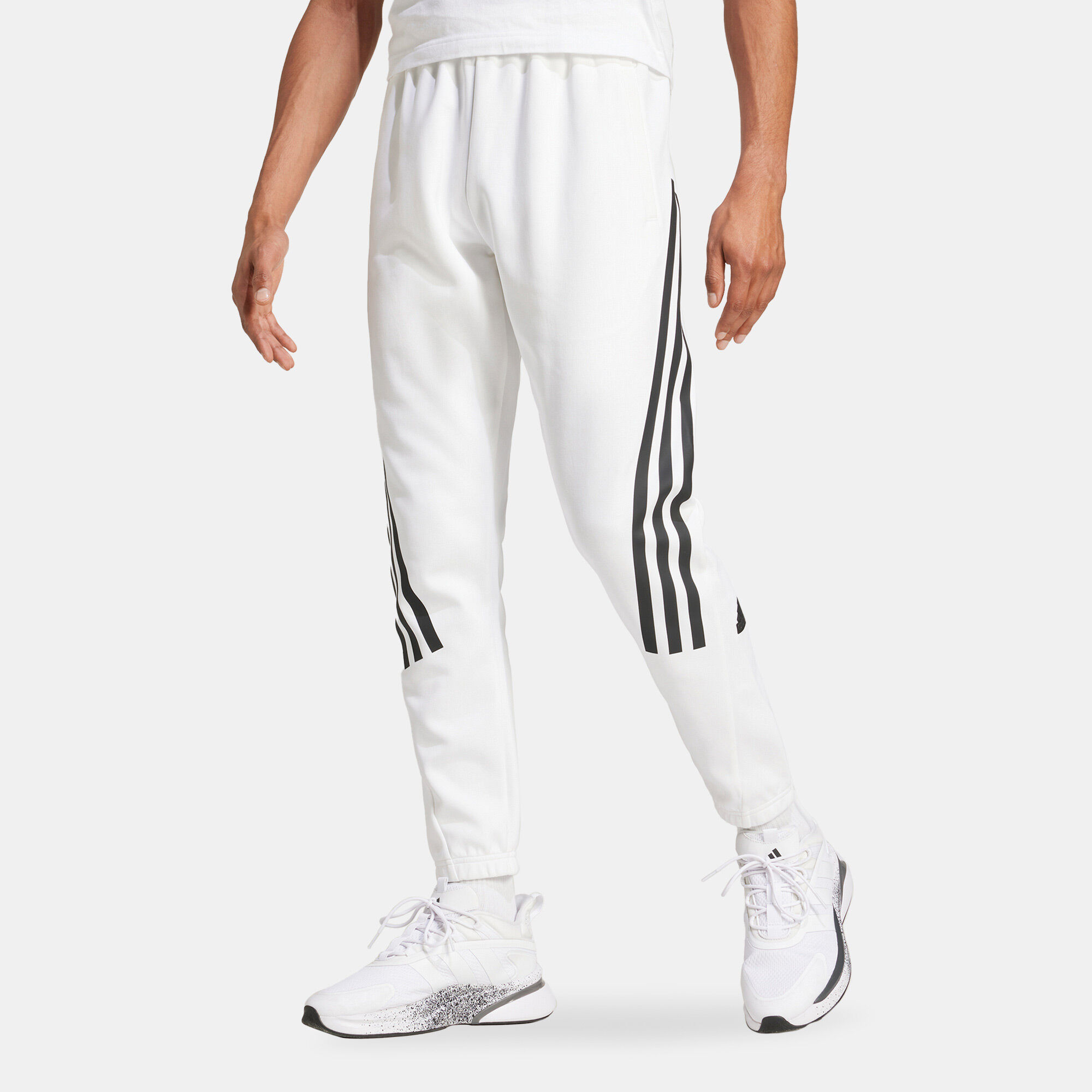 Adidas white joggers men's sales