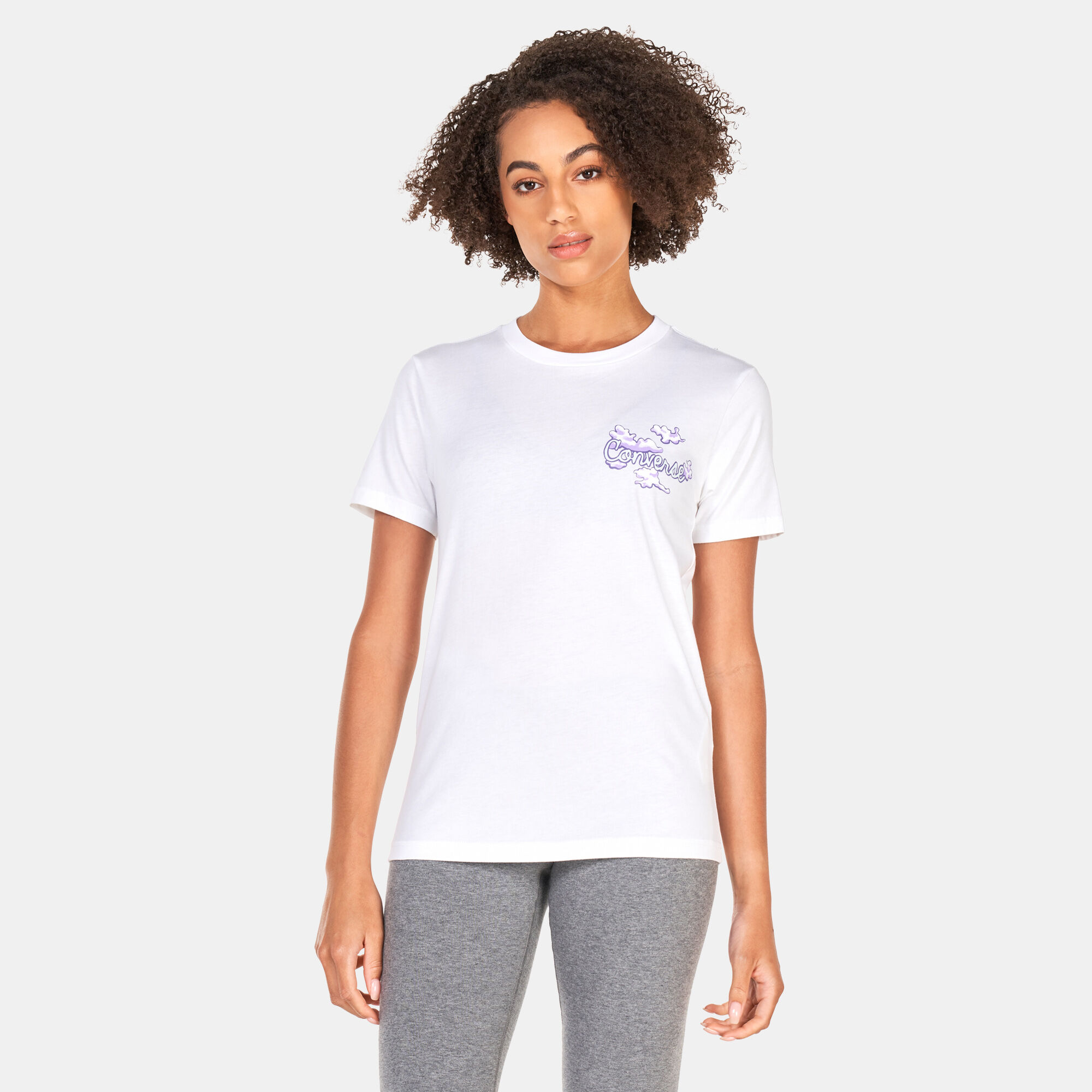 Womens Seasonal Graphic Word Art T Shirt White Converse in Kuwait SSS