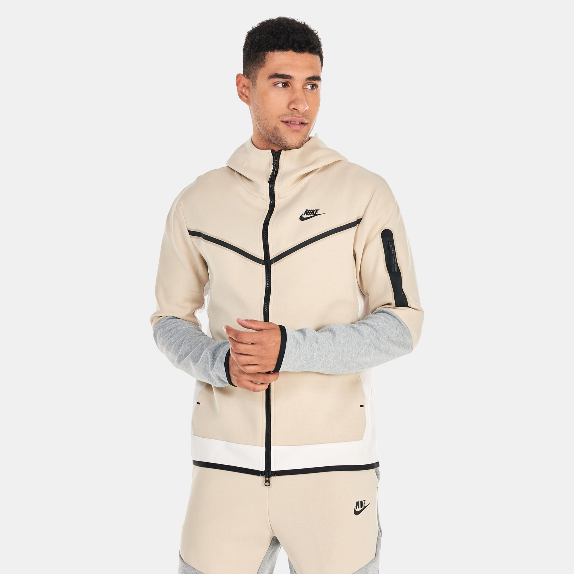 Nike zip hoodie beige online