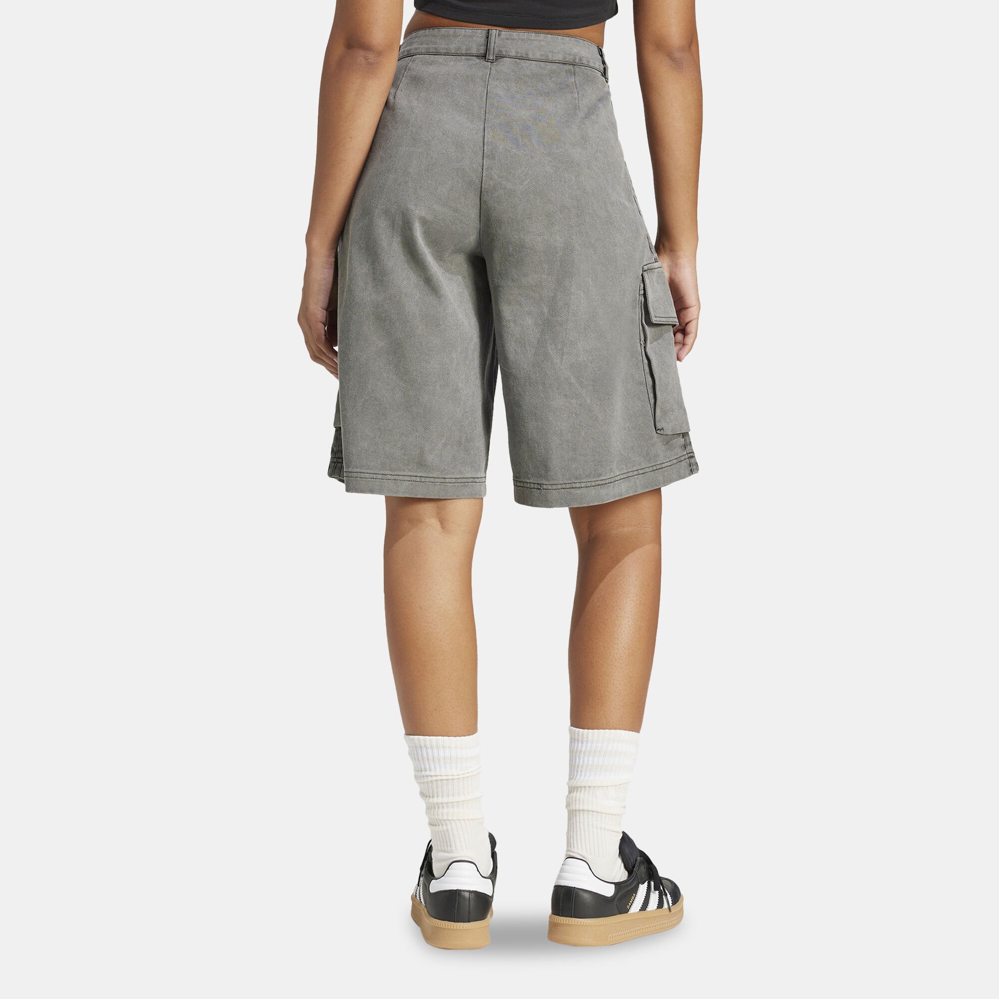Shop adidas Originals Women's Washed Cargo Twill Jorts Black