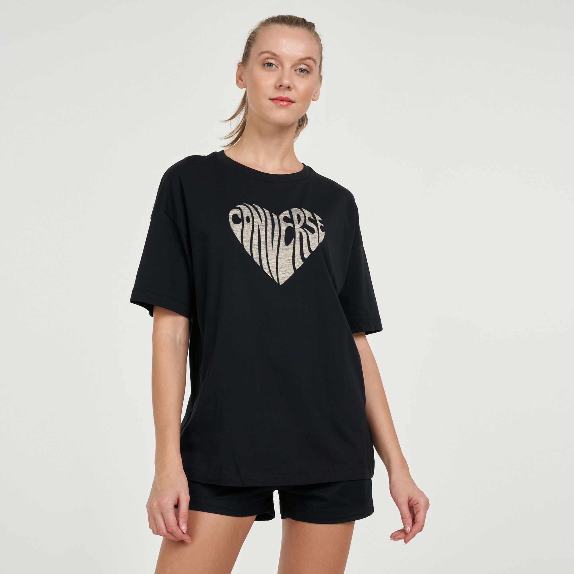 Buy Converse Women s Heart Reverse Printed T Shirt Multi in Kuwait