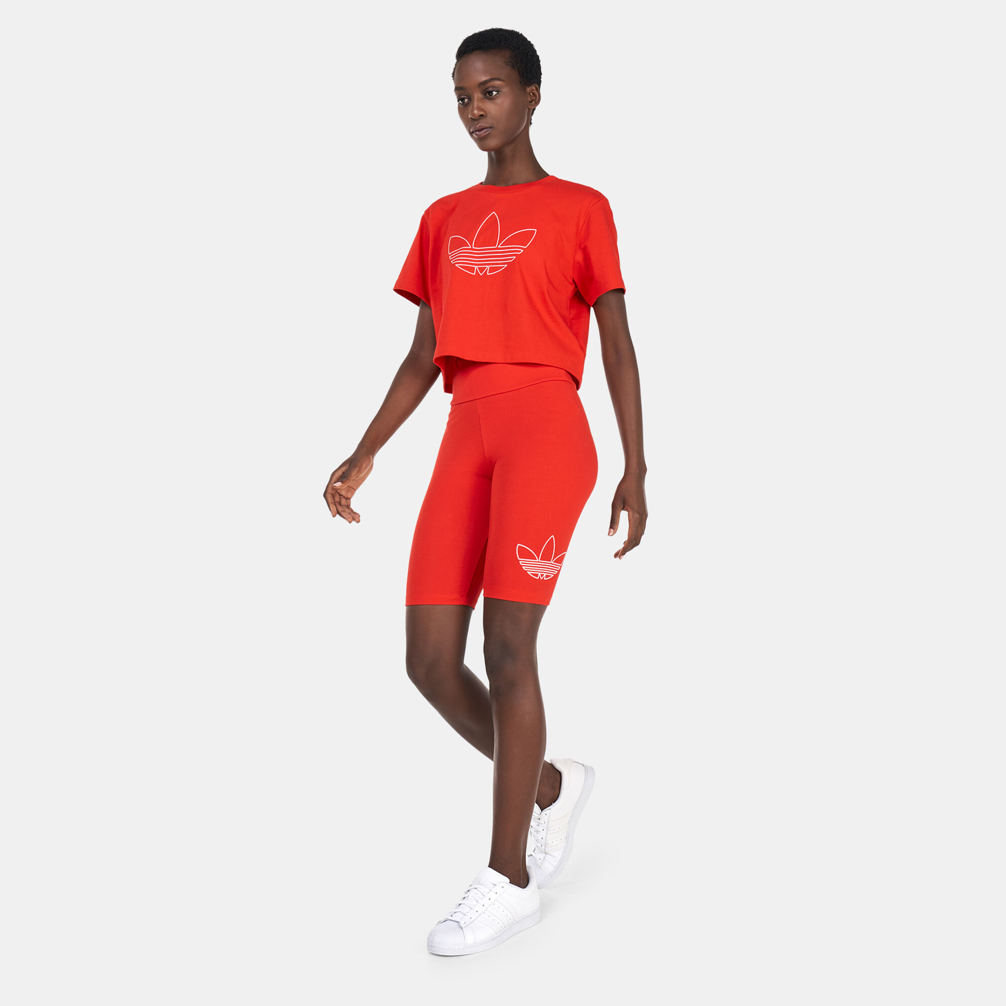 Red adidas cycle shorts sale