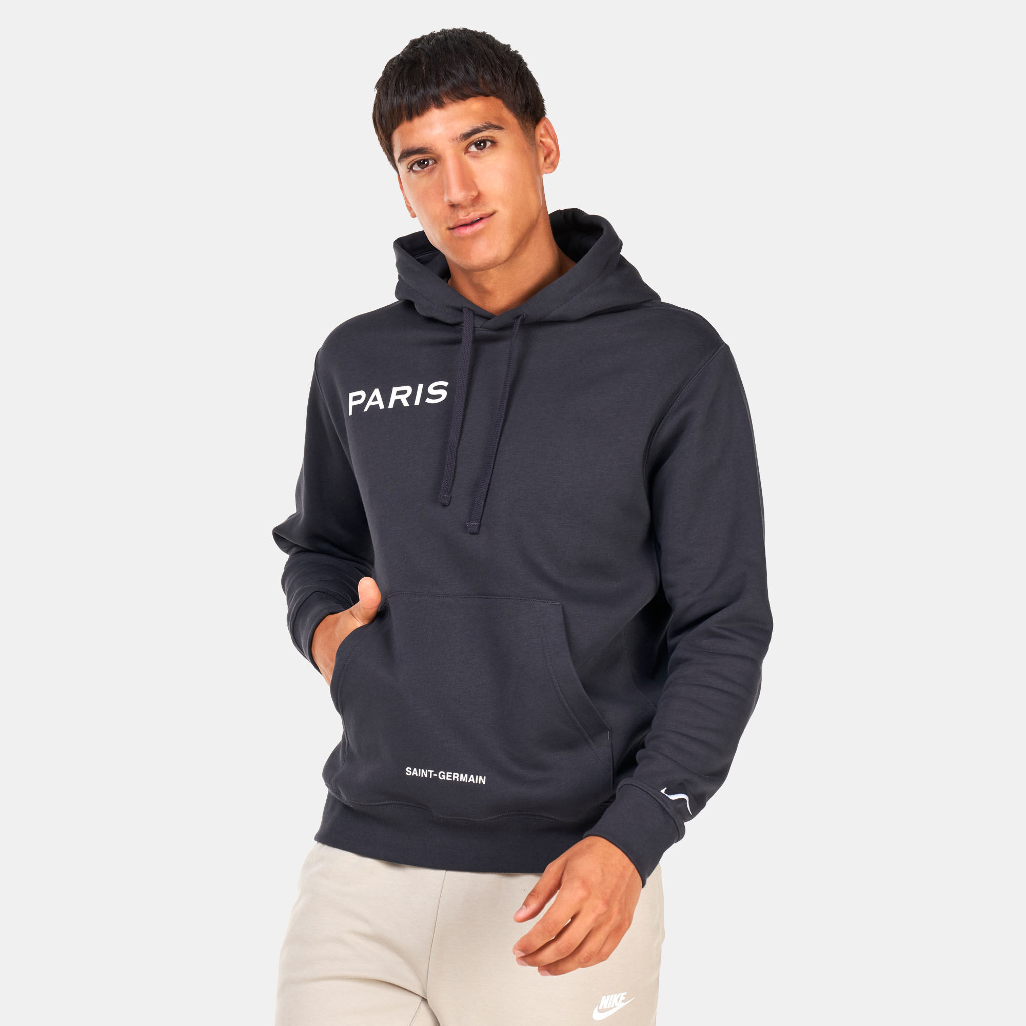 Men s Paris Saint Germain Club Fleece Pullover Hoodie Grey Nike in Kuwait SSS