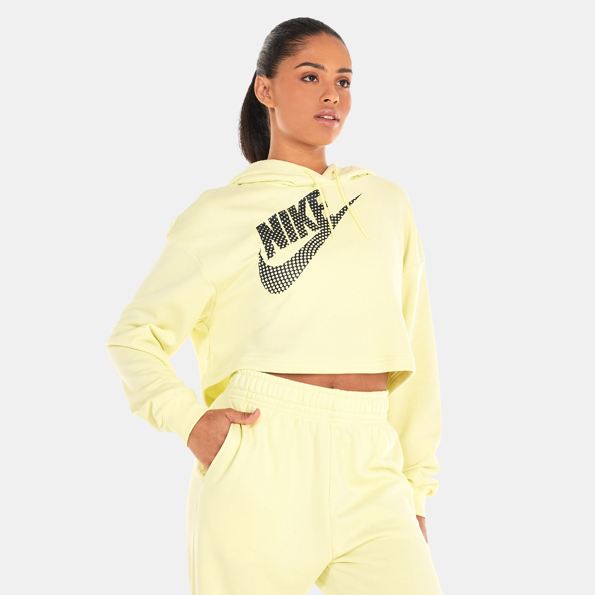 Women s Sportswear Cropped Fleece Hoodie Peach Nike in Kuwait SSS