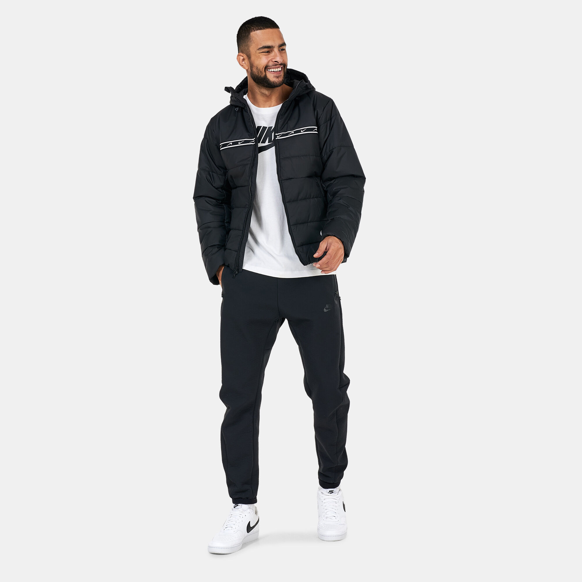 Men s Sportswear Repeat Synthetic Fill Jacket Black Nike in Kuwait SSS