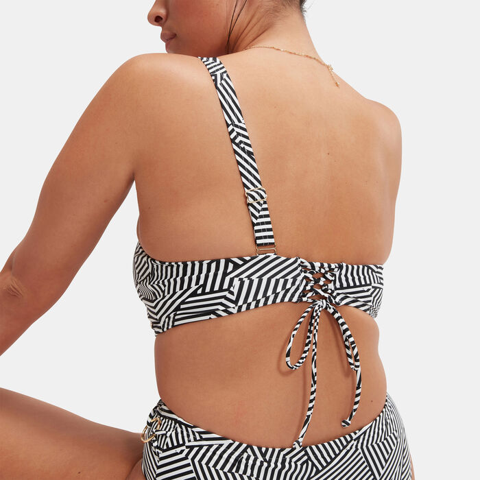 Speedo Women's Shaping Printed Asymmetric Swimming Top Black image number 4