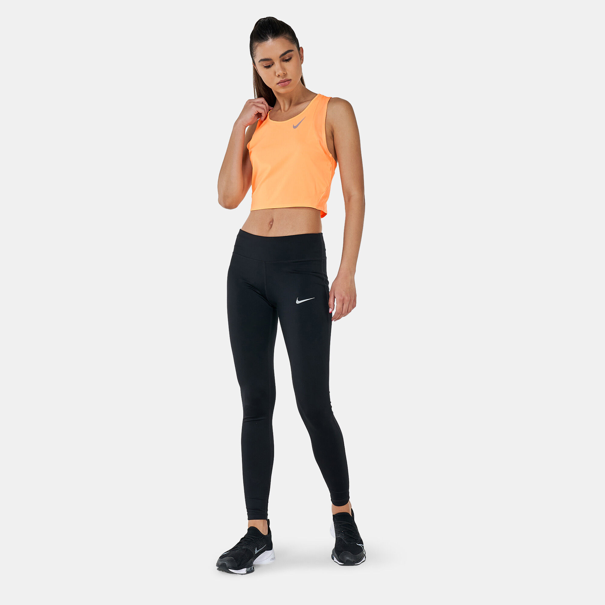 Women s Dri FIT Race Cropped Running Tank Top Peach Nike in Kuwait SSS
