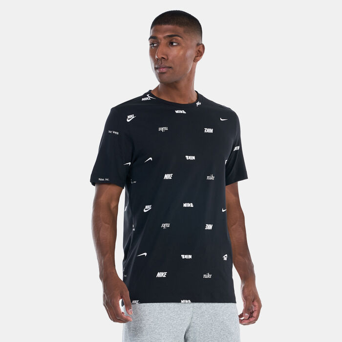 Nike Men's Sportswear Club Allover Print T-Shirt Black image number 0