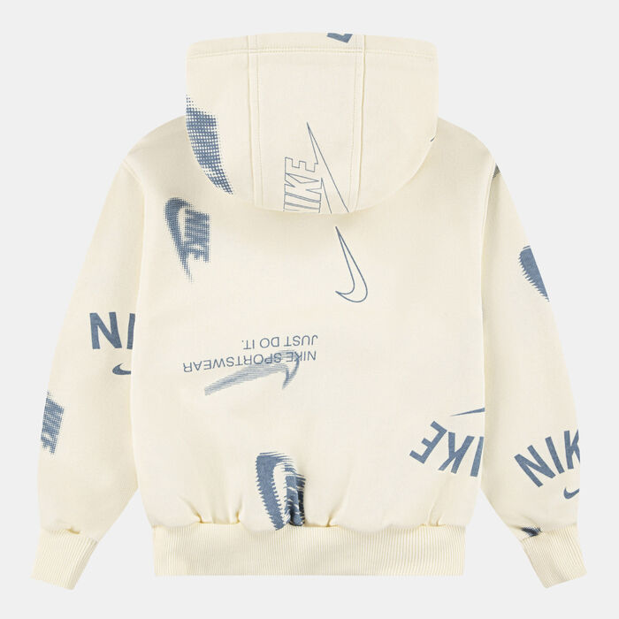 Nike Kids' Club Brand Energy Allover Print Hoodie Yellow image number 1