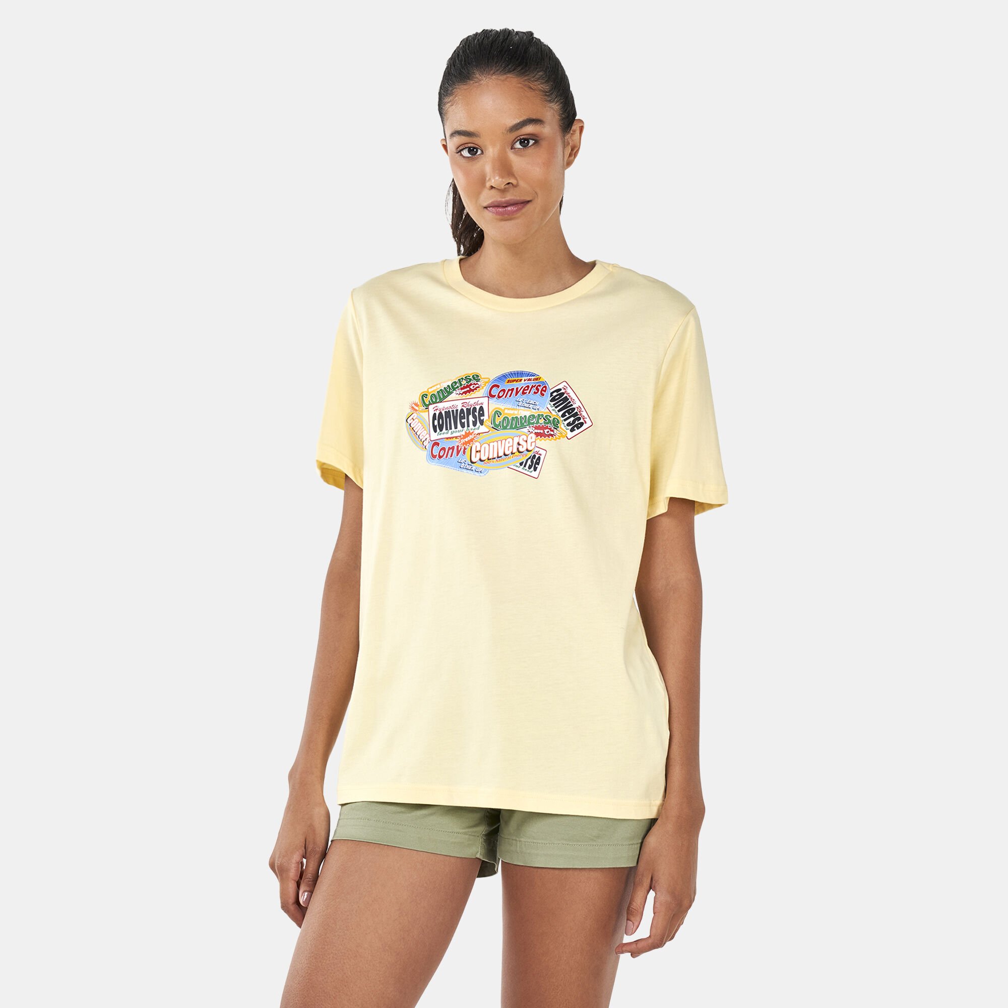 Men s Sticker Collage T Shirt Yellow Converse in Kuwait SSS