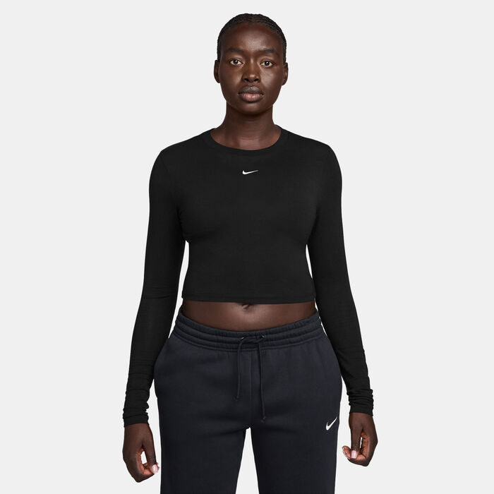 Nike Women's Sportswear Chill Knit Crop Top Black image number 0
