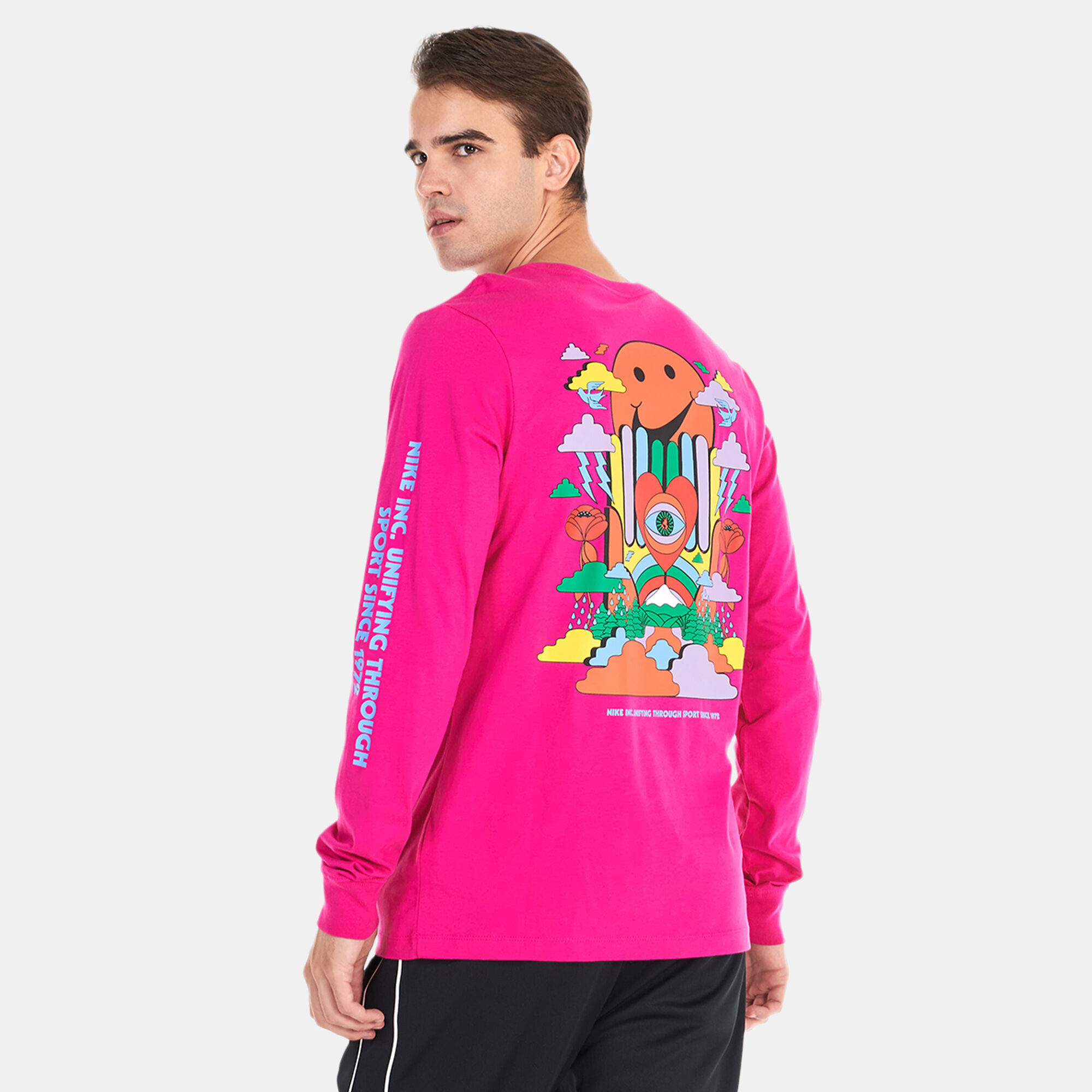 Nike long sleeve pink top shop