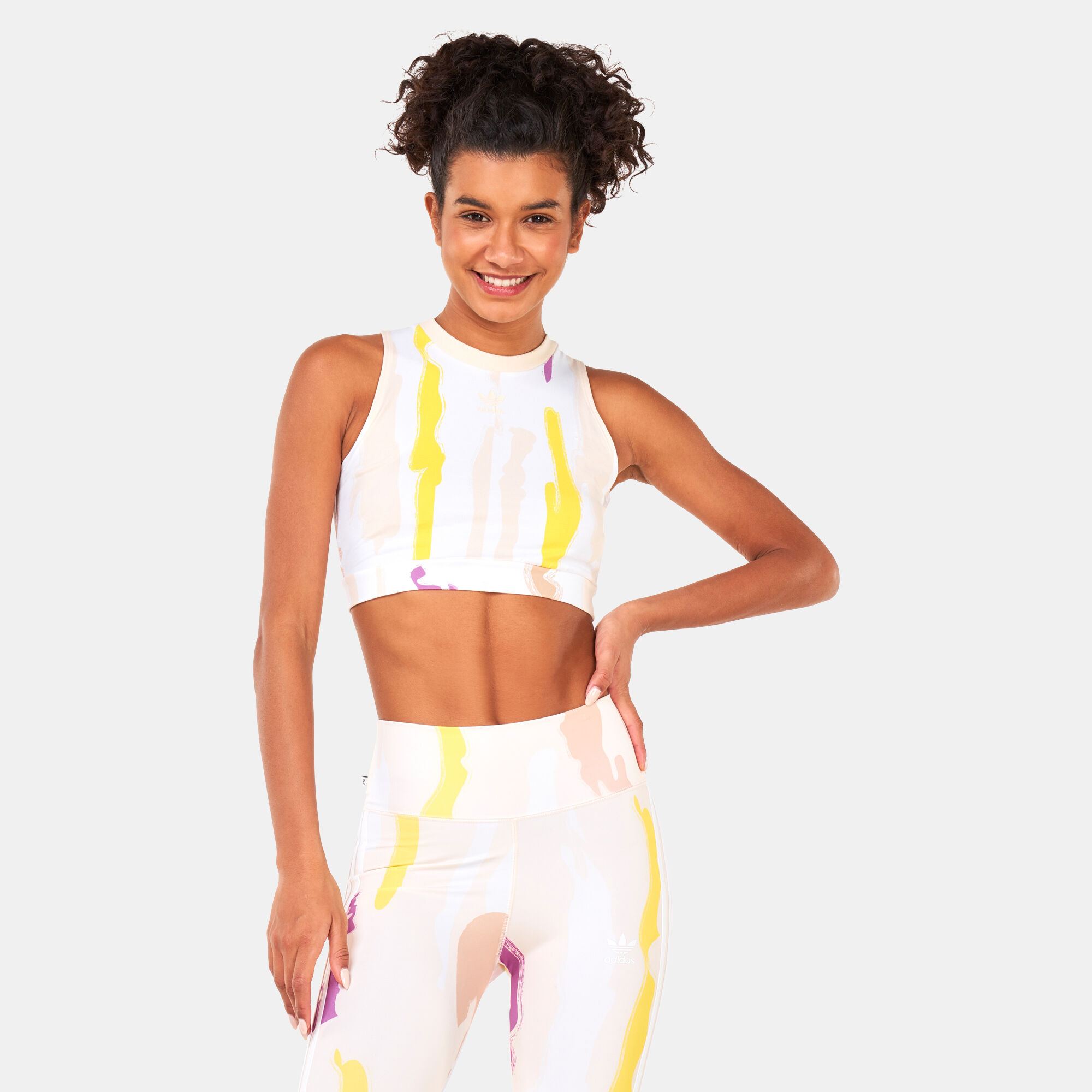 Adidas lotus print tank top clearance