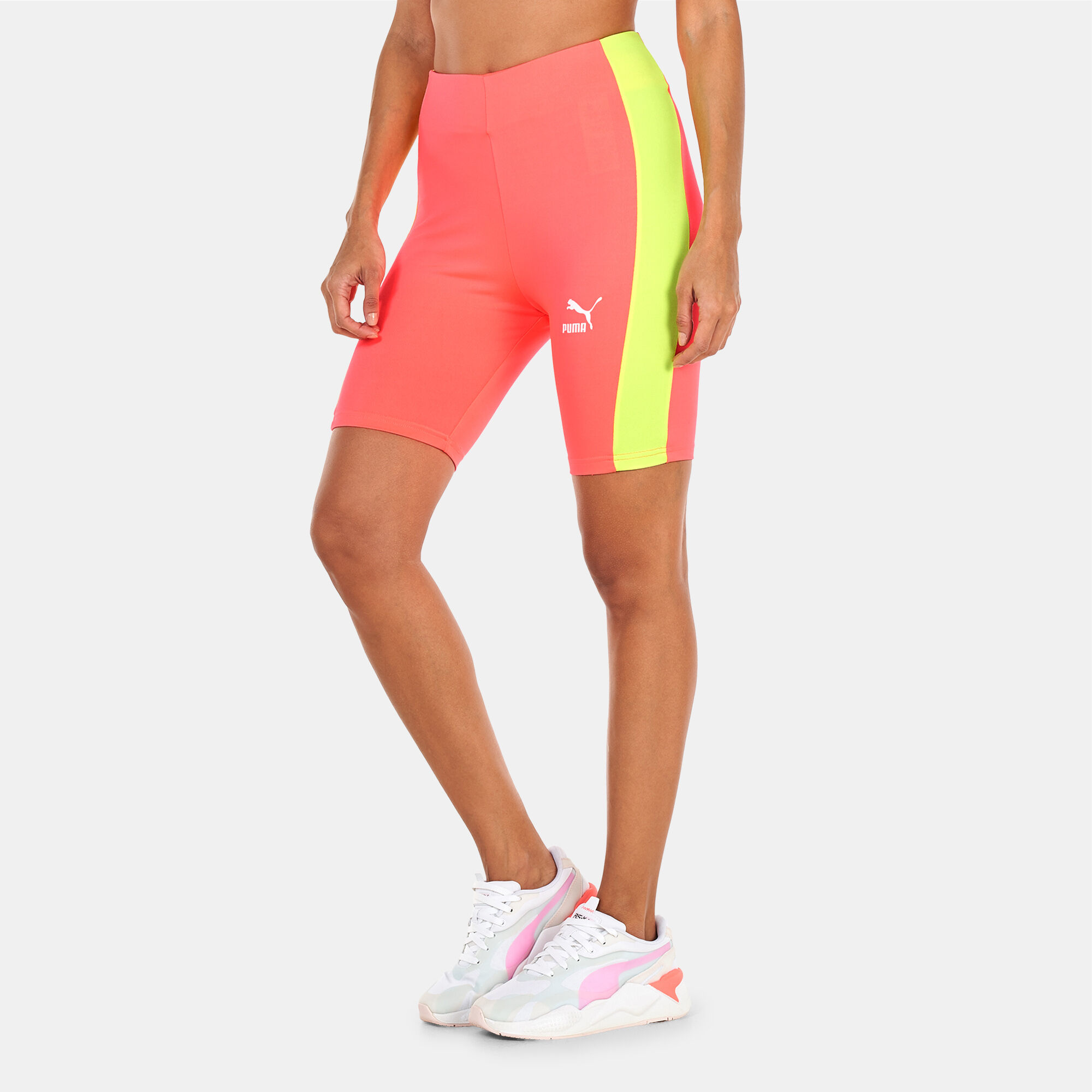 Women s Summer Squeeze Blocking Bike Shorts Yellow PUMA in Kuwait SSS