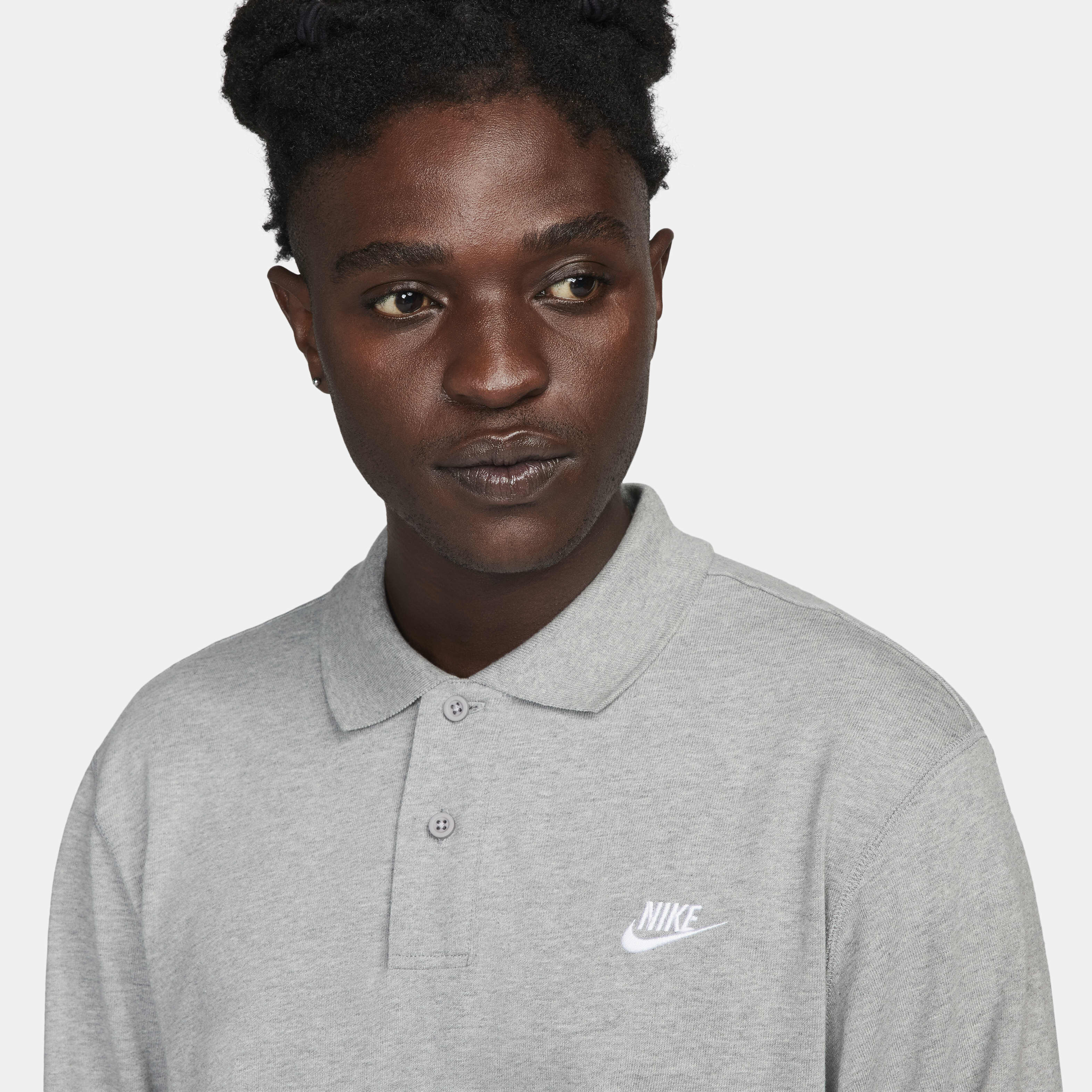 Men s Club Long Sleeve Polo Shirt Grey Nike in Kuwait SSS