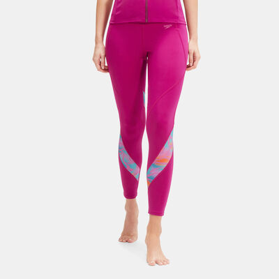 Speedo Women's Printed Panel Leggings Purple