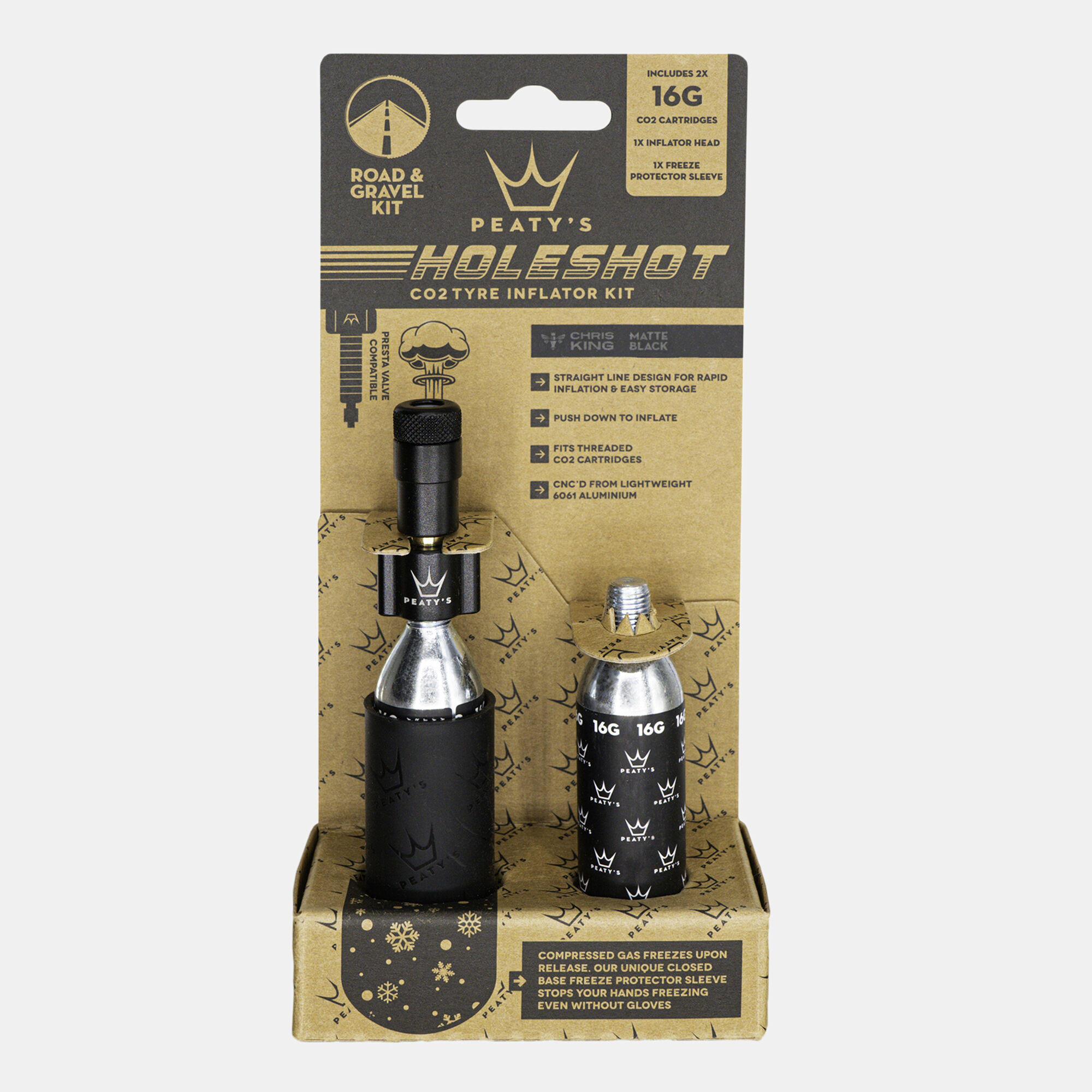 Holeshot CO2 Tyre Inflator Road Gravel 16g Black Peaty s in Kuwait SSS