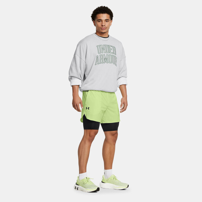 Under Armour Men's Peak Woven 2-in-1 Running Shorts Green image number 2