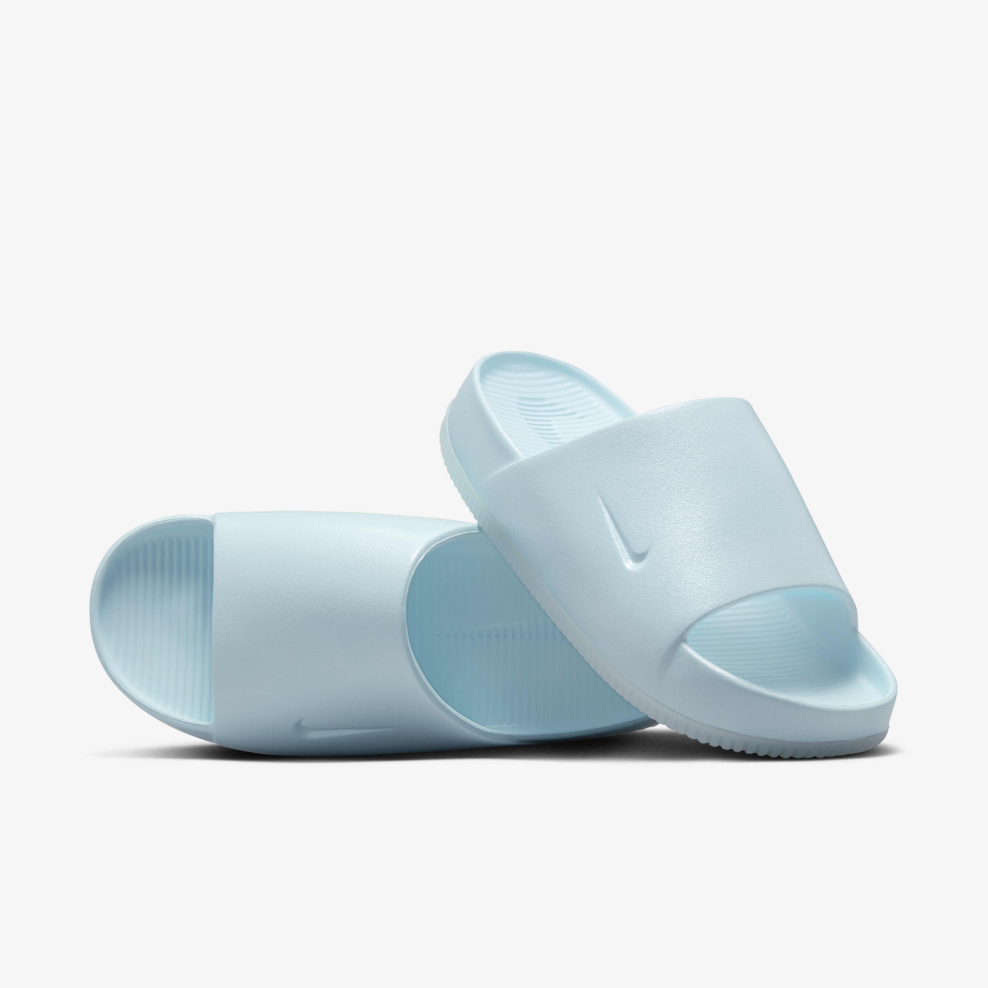 Blue and grey nike slides top