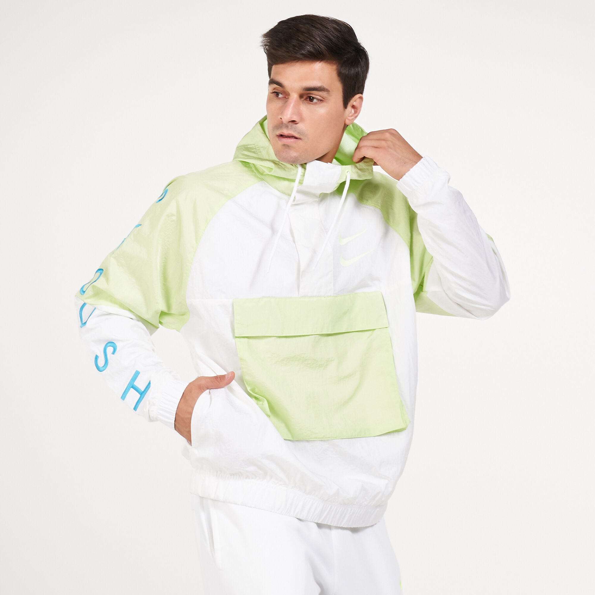 Nike sportswear swoosh woven half zip jacket discount