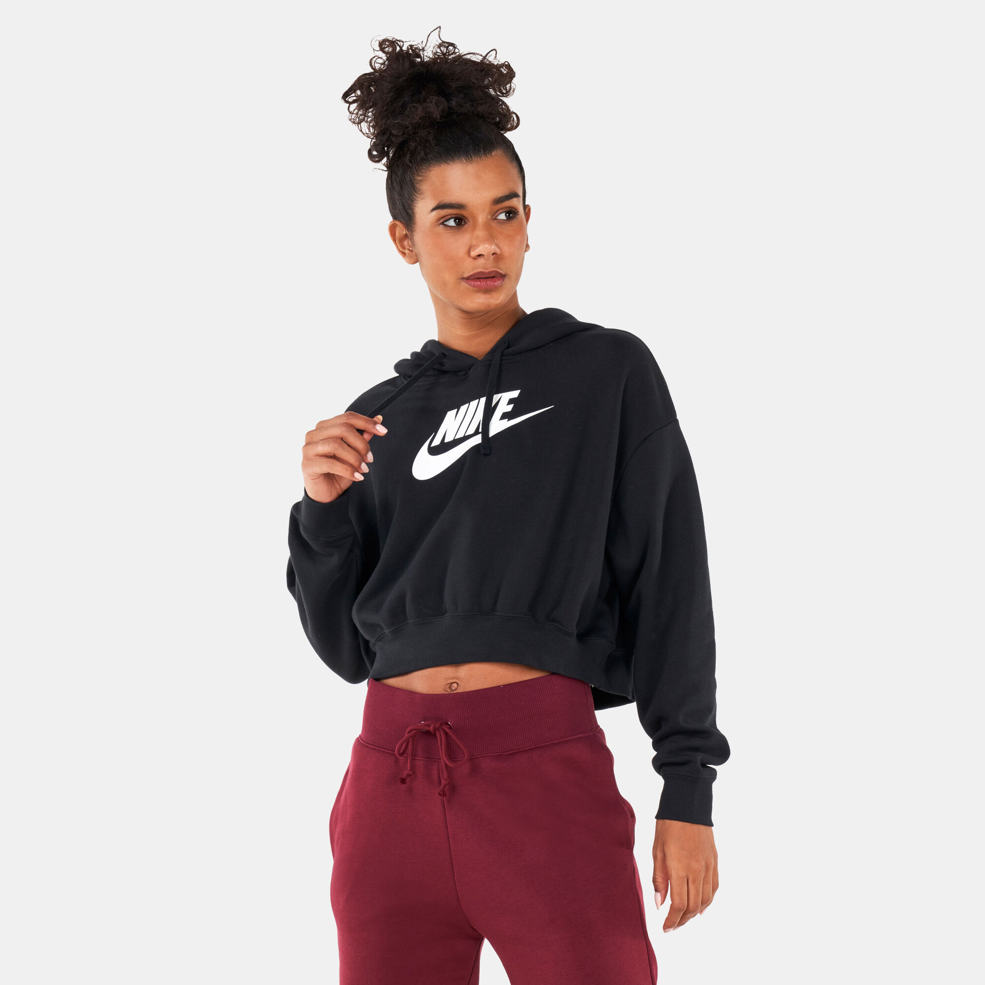 Black nike crop top hoodie top