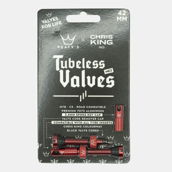 Peaty’s x Chris King (MK2) Tubeless Valves - 42mm Red image number 1