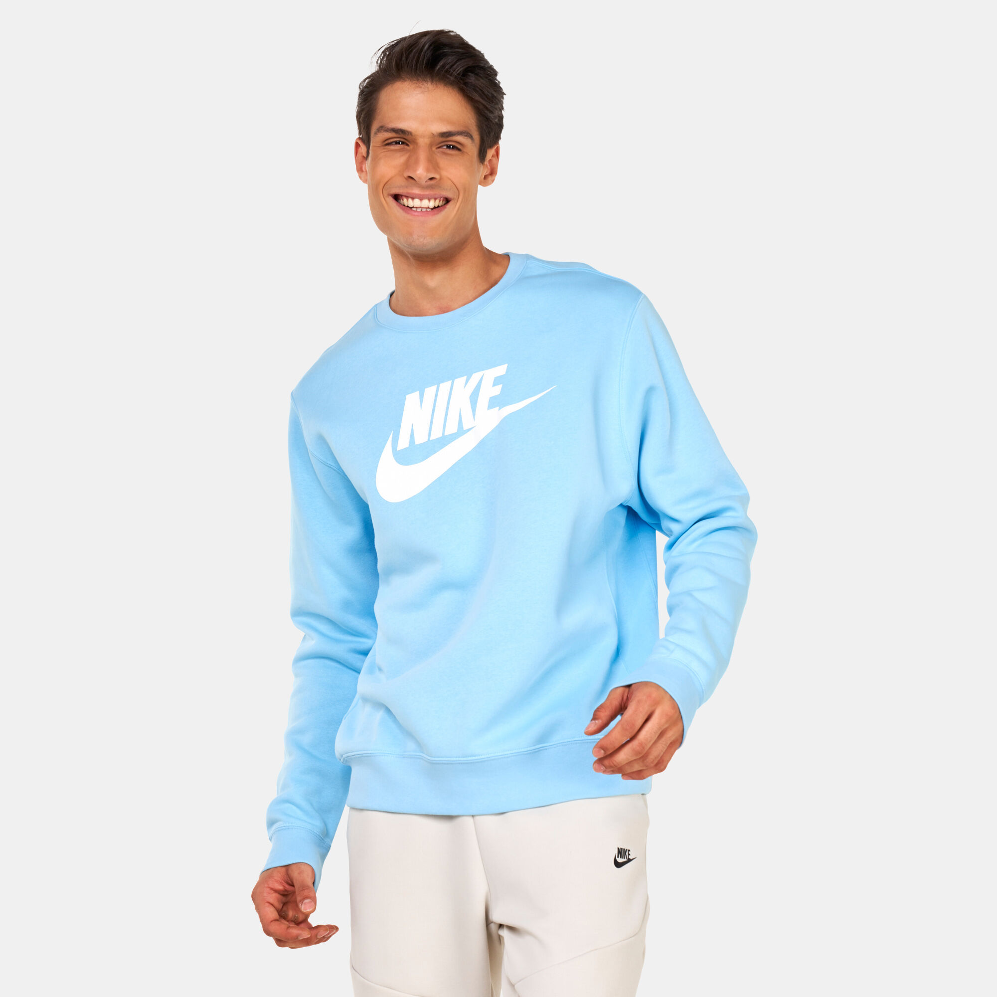 Men s Sportswear Club Fleece Graphic Crew Sweatshirt Blue Nike in Kuwait SSS